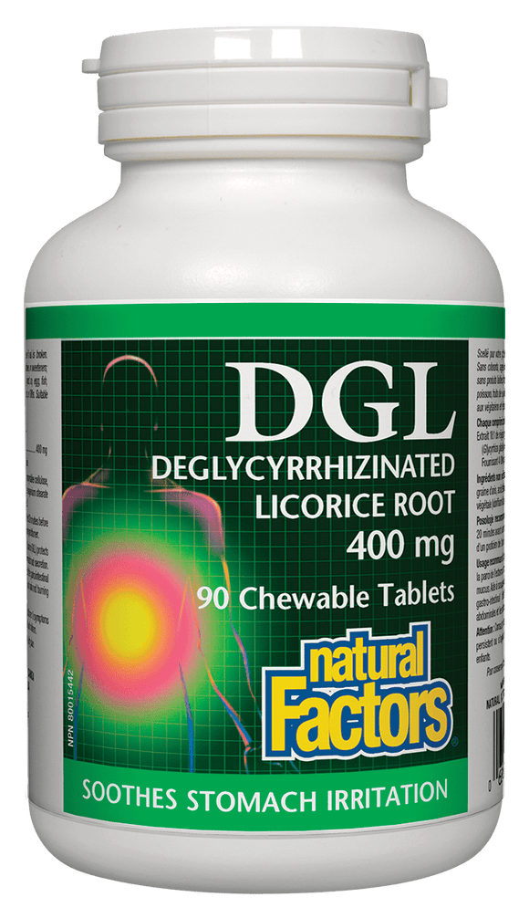 Natural Factors DGL Deglycyrrhizinated Licorice Root Extract, 90 tablets