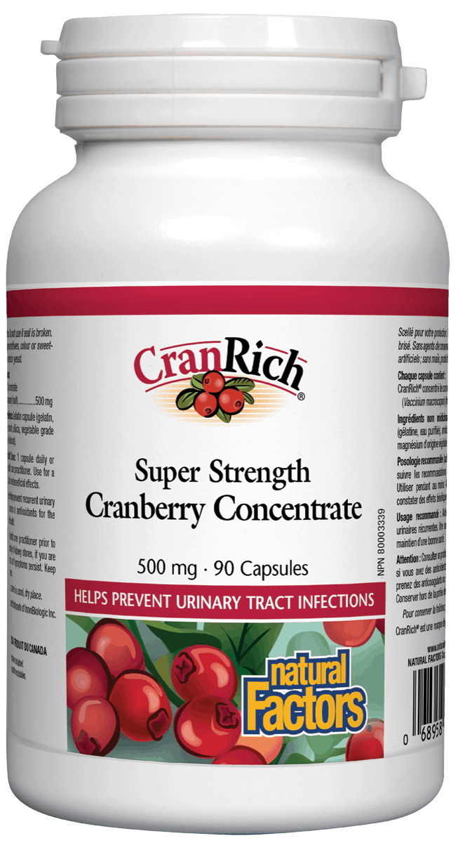 Natural Factors CranRich® Super Strength Cranberry Concentrate, 500 mg, 90 Capsules