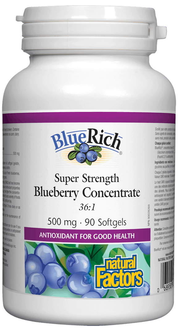 BlueRich 超強藍莓萃取, 500毫克，90 軟膠囊