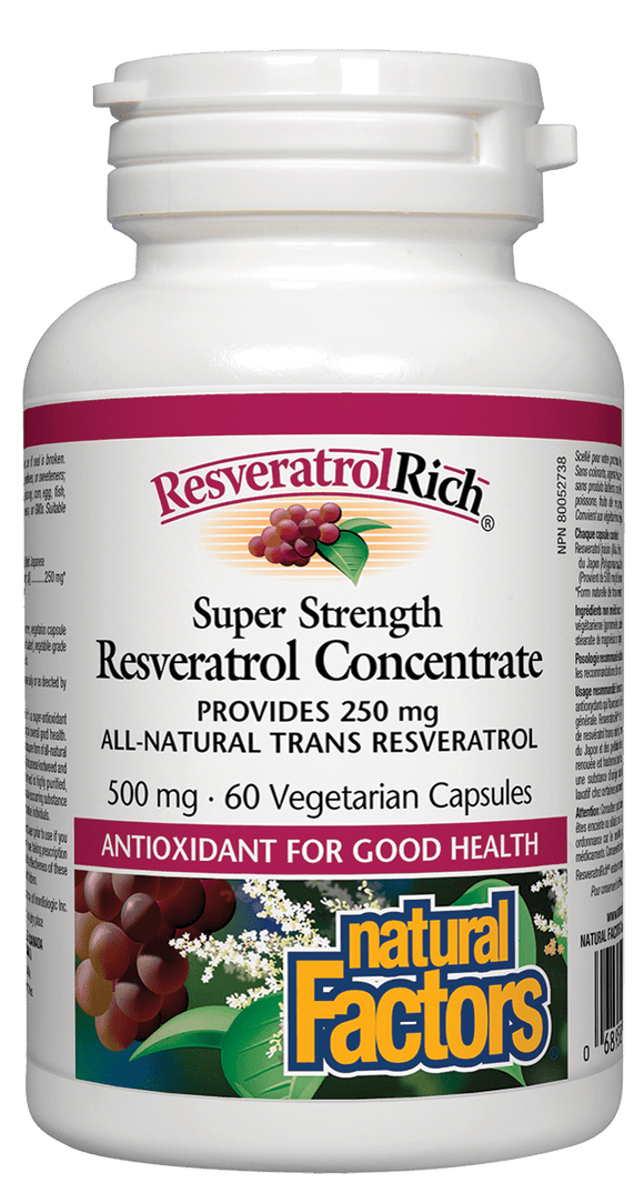 Natural Factors ResveratrolRich 500 mg, 60 vegi caps