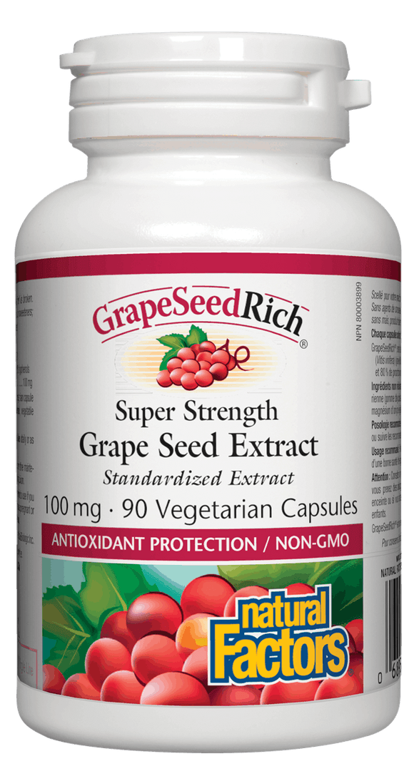 Natural Factors Grape Seed Extract, 100mg, 90 caps