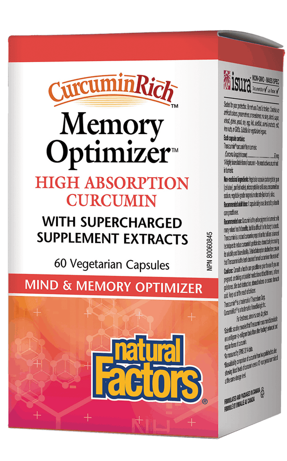 Natural Factors优化记忆高效吸收姜黄素，60粒素食胶囊