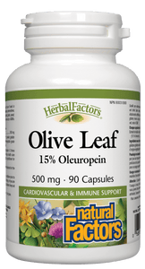 Natural Factors Olive Leaf, 500mg, 15% Oleuropein, 90 capsules