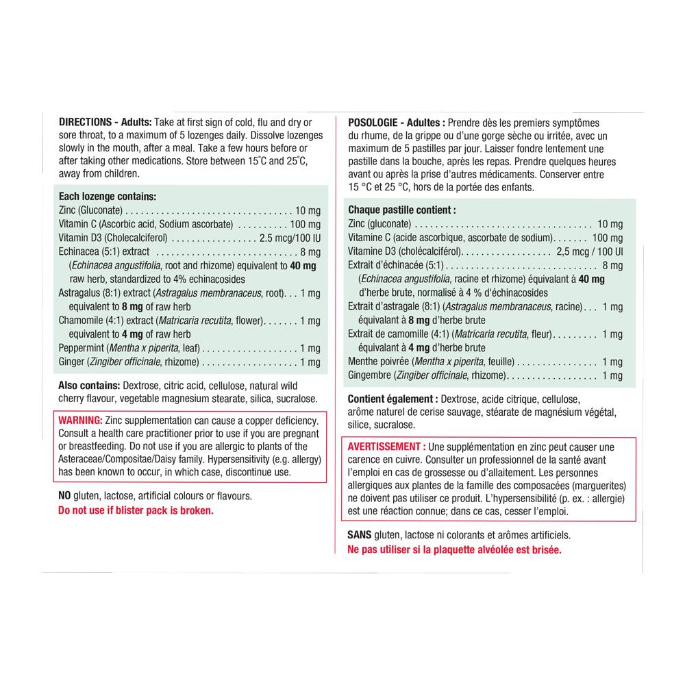 Jamieson Zinc Lozenges 30 pcs Wild Cherry 健美生 ingredients