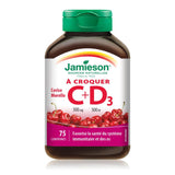 Jamieson維生素C，500毫克+ D3 500IU，櫻桃口味咀嚼75片