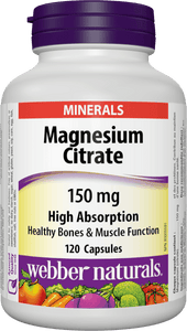 Webber Naturals Magnesium Citrate High Absorption 150 mg, 120caps