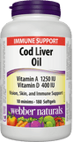 Webber Naturals Cod Liver Oil, 1250IU/100IU, 180 softgels