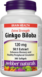 Webber Naturals  Ginkgo Biloba 50:1 Extract, 120mg  300 Softgels