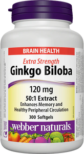 Webber Naturals Ginkgo Biloba Extract 24%,  60mg, 180 tablets