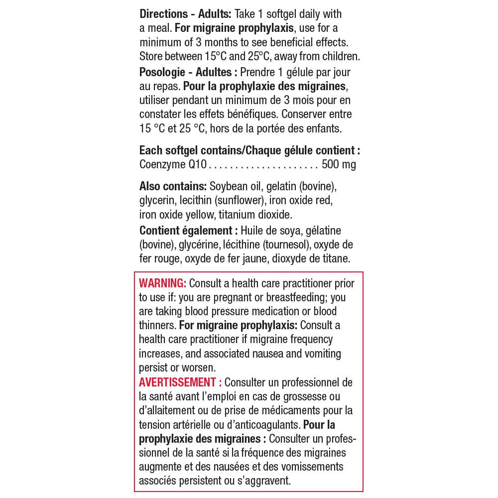 健美生 Jamieson CoQ10 500 mg 30 softgels ingredients