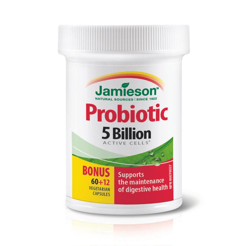 健美生 Jamieson Probiotic 5 Billion, 60 + 12 vegetarian caps bottle photo