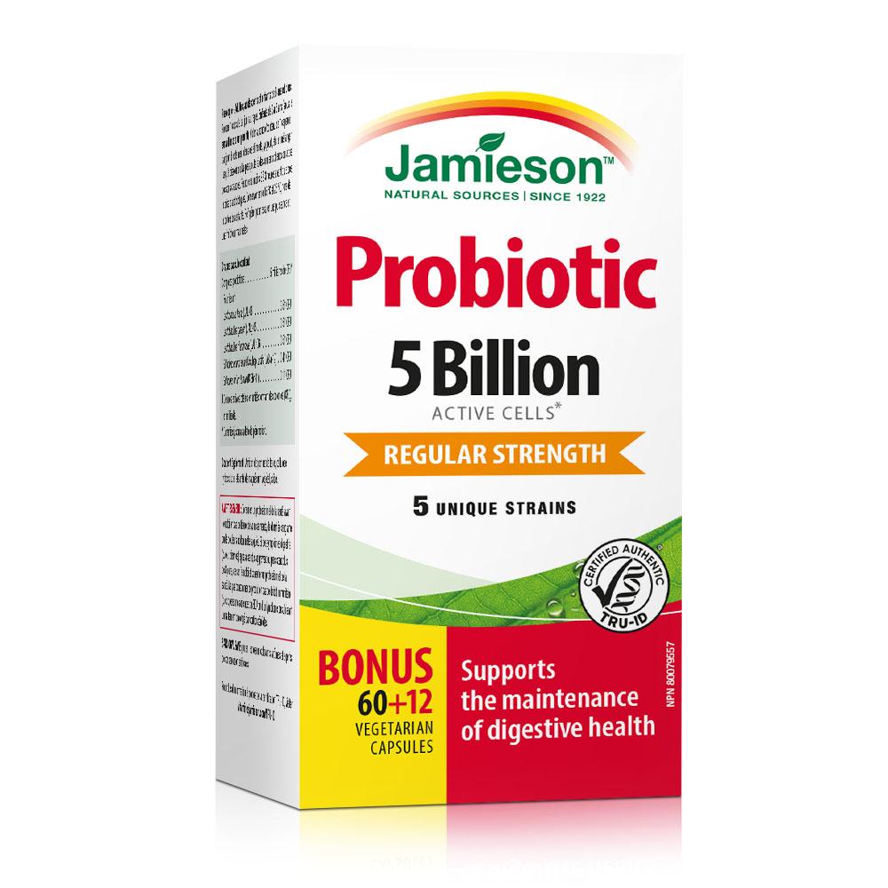 健美生 Jamieson Probiotic 5 Billion, 60 + 12 vegetarian caps 