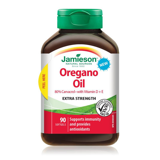 Jamieson Oregano Oil with Vitamin D + E Extra Strength 90 softgels 健美生