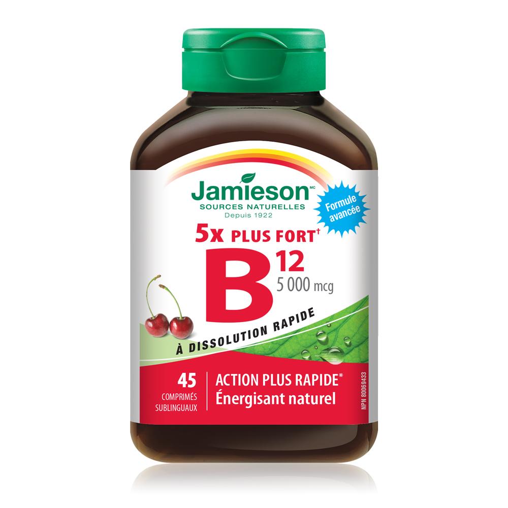 Jamieson B12 5000 mcg 45 Sublingual tablets 健美生 francais