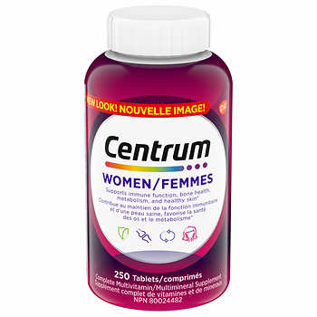 Centrum Multivitamin/Mineral for Women 250 tablets bottle with Canadian label
