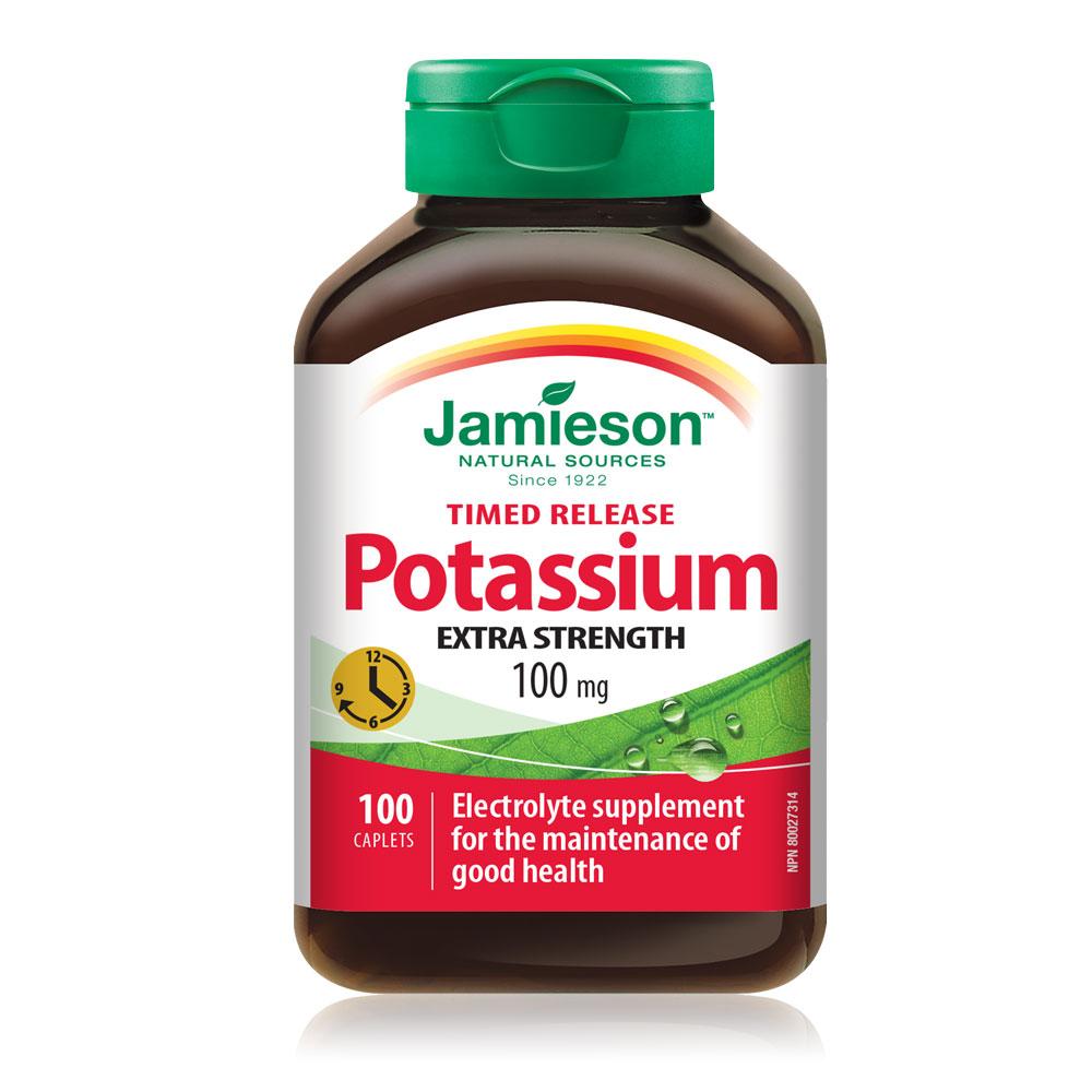 Jamieson Potassium 100mg  Time Release 100 caplets  健美生 bottle photo