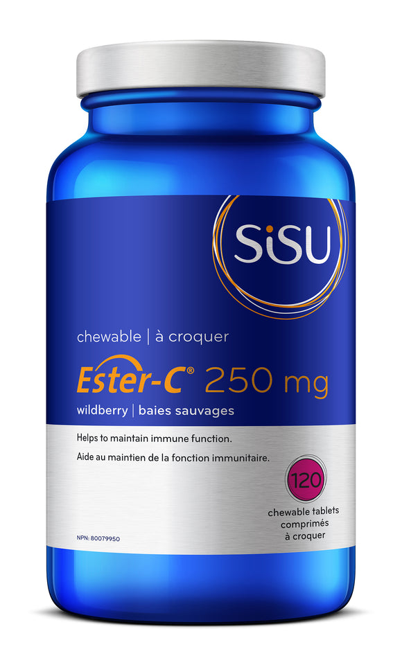 SISU Kids Ester-C® 250 mg, Natural Wildberry Flavour, 120 chewable star-shaped tablets