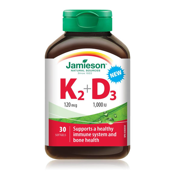 Jamieson 维生素K2+维生素D3，30粒软胶囊