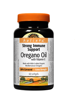 Holista Oregano Oil with Vitamin E Extra Strength 80% Carvacrol, 60 softgels