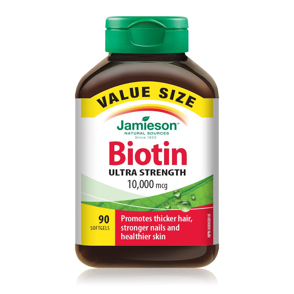 Jamieson Biotin 10,000 mcg 90 softgels Value Size 健美生