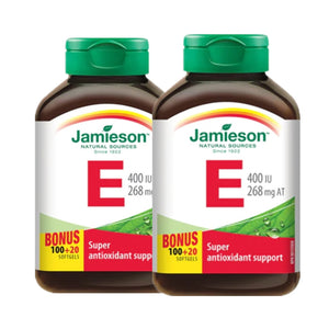 2 x Jamieson Vitamin E 400 IU, 100+20 Softgels Bundle