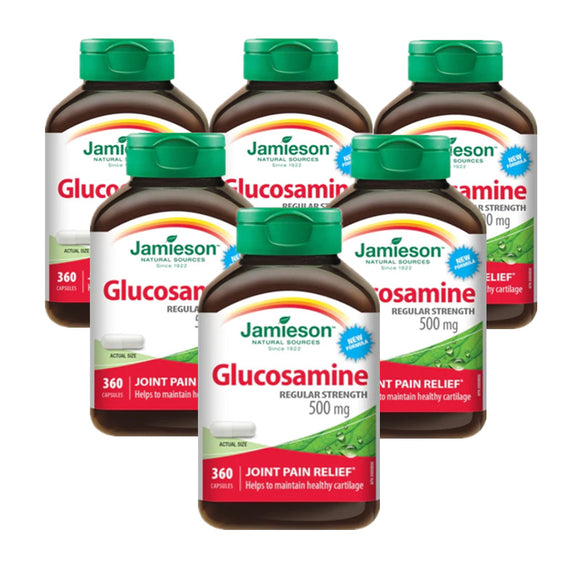 6 x Jamieson Glucosamine Sulfate, 500mg, 360 Capsules Bundle