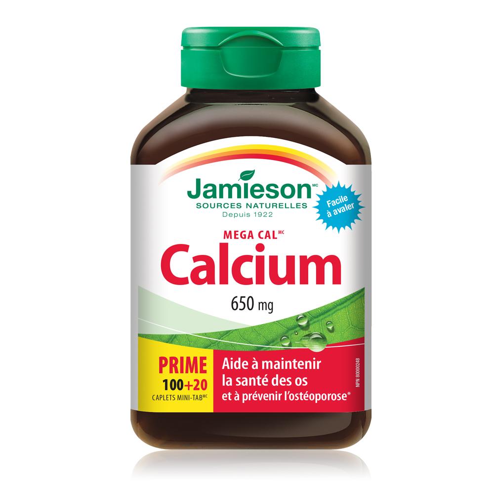 Jamieson Mega Cal™ Calcium, 650 mg, 100 + 20 Caplets Bonus 