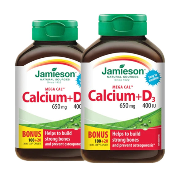 (Promotion Item) 2 x Jamieson Mega Cal - Calcium & Vitamin D3 100+20 caplets Bonus