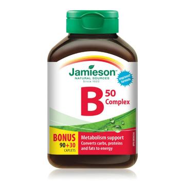 健美生 Jamieson Vitamin B Complex, 50 mg, 90+30 Caplets Canada