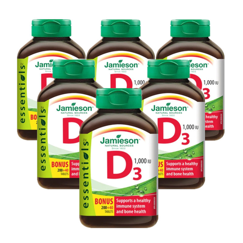 【優惠組合】6 x Jamieson 維生素D 1000 IU，特惠裝 200+40片