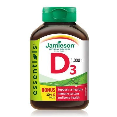 【清倉特價】Jamieson 維生素D 1000 IU，特惠裝 200+40片 有效期至2024年6月