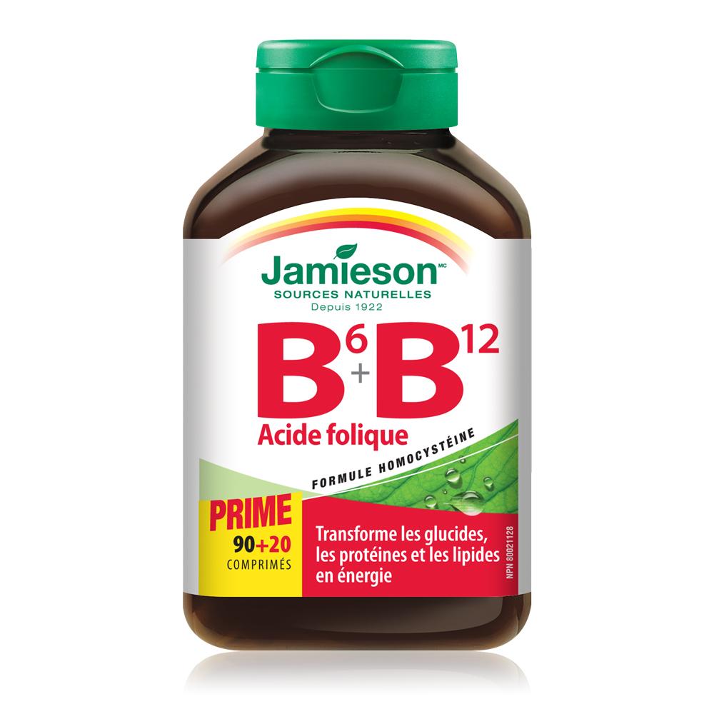 Jamieson B6 + B12 + Folic Acid 90+20 tabs francais 健美生