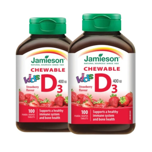 [優惠組合] 2瓶 x Jamieson健美生 兒童維生素D,400IU,草莓口味,100锭