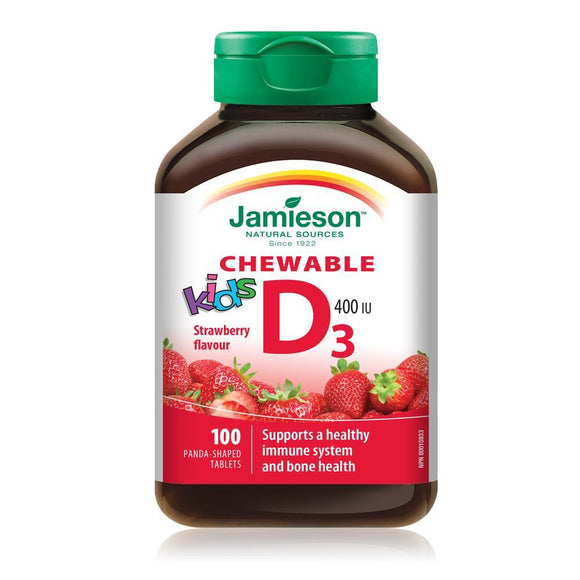 【清仓特价】Jamieson健美生 儿童维生素D,400IU,草莓口味,100片 有效期至2024年11月