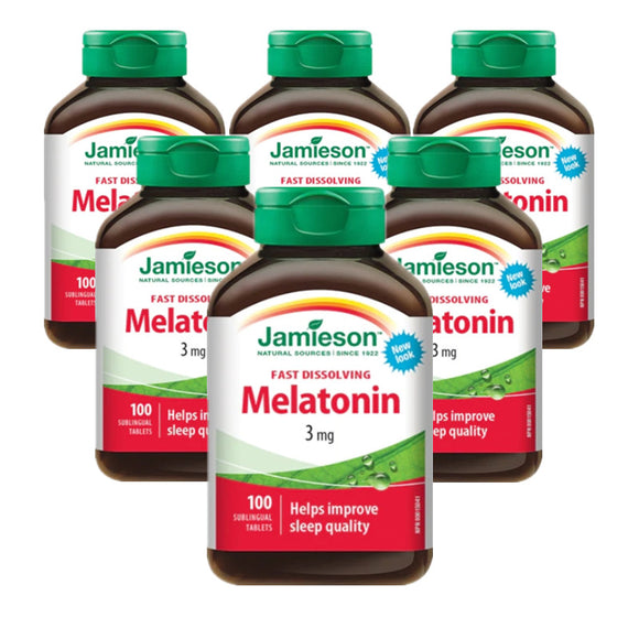 6 x Jamieson Melatonin 3 mg, 100 tablets Bundle