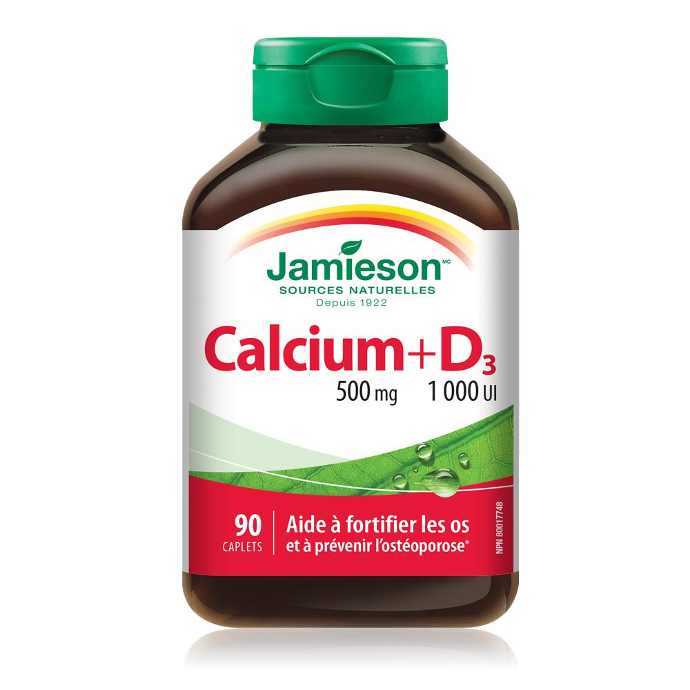 Jamieson Calcium & Vitamin D3, 500mg/1000IU, 90 caplets 健美生 french