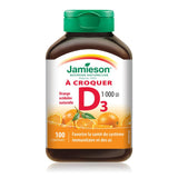 Jamieson Chewable Vitamin D, 1000IU, Tangy Orange flavour, 100 tablets