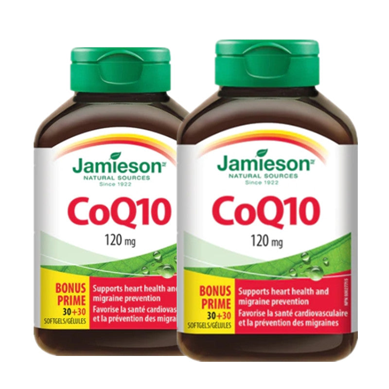 2 x Jamieson CoQ10, 120mg, 30+30 softgels Bundle