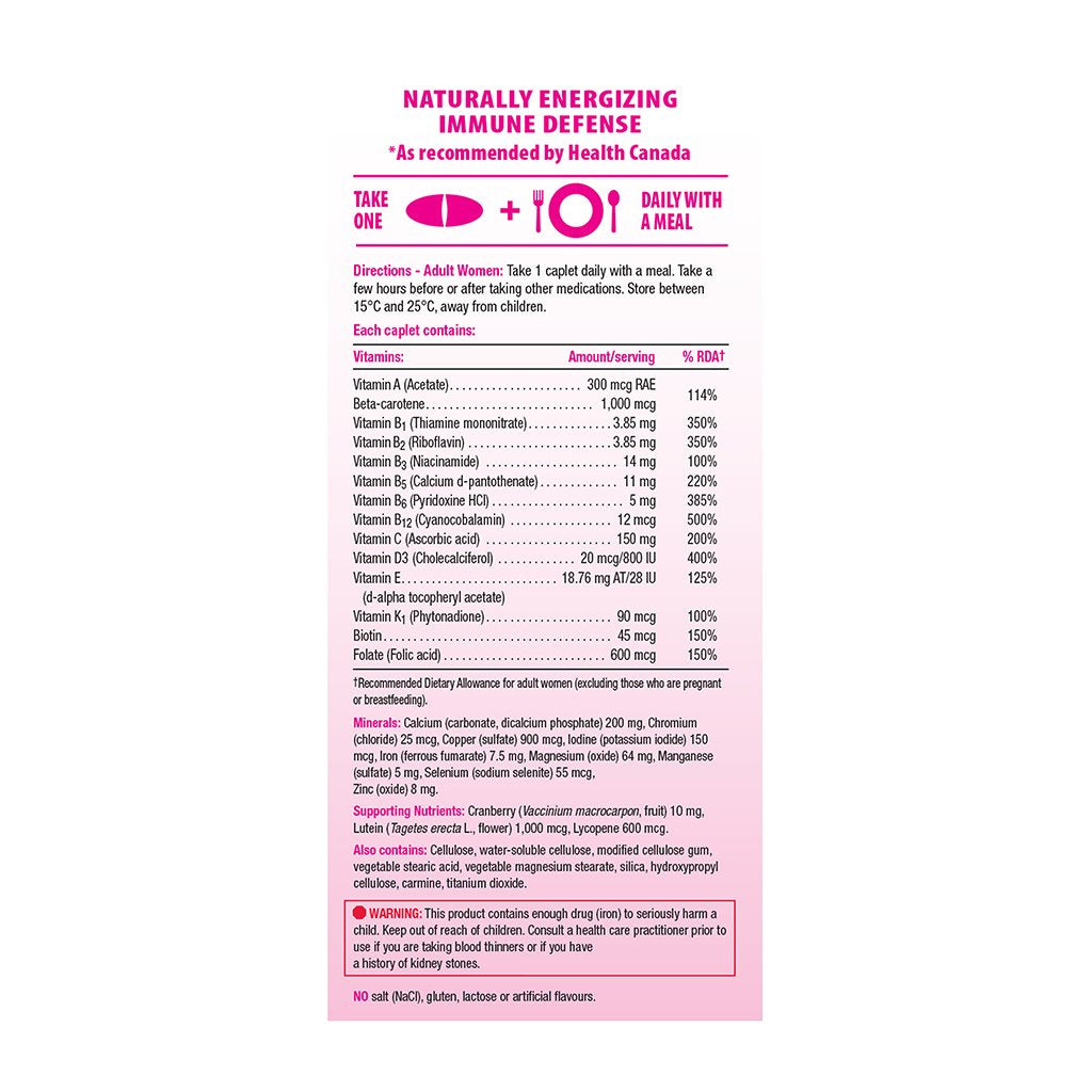 健美生 Ingredients Jamieson 100% Complete Multivitamin for Women caplet 