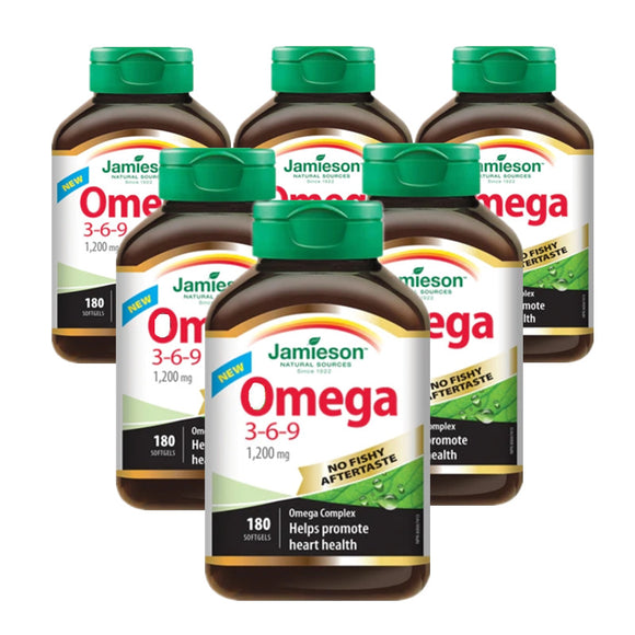6 x Jamieson Omega 3-6-9 1200 mg 180 softgels Bundle