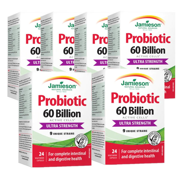 6 x Jamieson Probiotic 60 Billion Ultra Strength, 24 caps Bundle