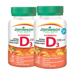 2 x Jamieson Vitamin D3 Ex Strength 2,500 IU Gummy, 45 gummies Bundle