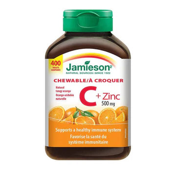 【clearance】 Jamieson Chewable Vitamin C + Zinc 500mg, 400 tabs EXP:04/2025