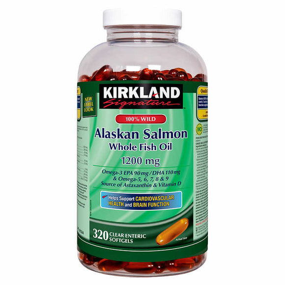 Kirkland Signature 100% 野生阿拉斯加三文魚油， 1200毫克，320粒
