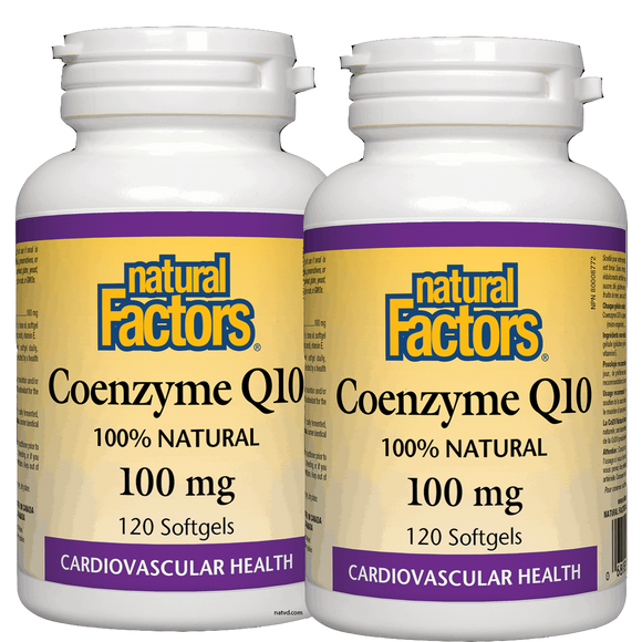 2 x Natural Factors Coenzyme Q10, 100 mg, 120 softgels Bundle