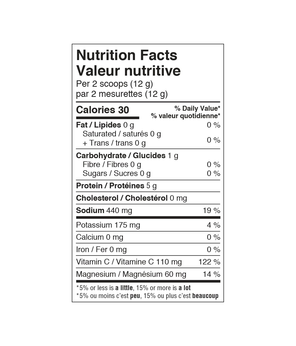 Organika Electrolytes + Enhanced Collagen™ - Wild Berry, 360g Canadian version nutrition facts