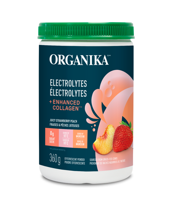 Organika Electrolytes + Enhanced Collagen™ - Juicy Strawberry Peach, 360 g