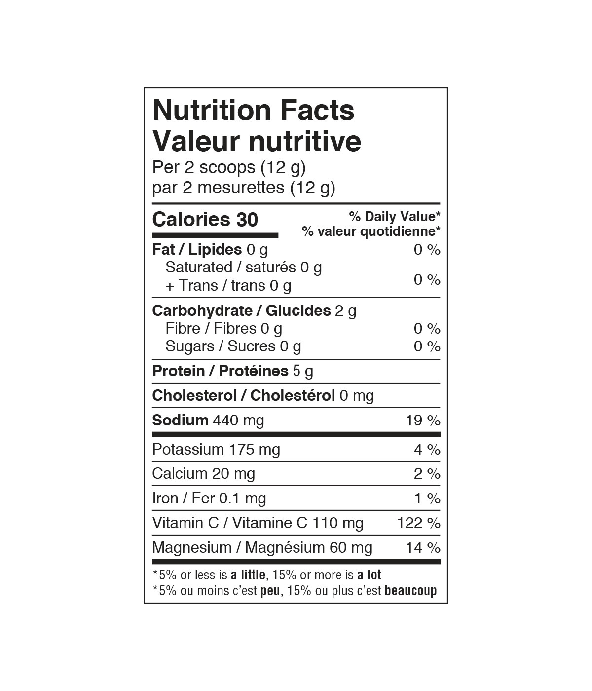 优格康 Organika Electrolytes + Enhanced Collagen™ - Juicy Strawberry Peach, 360 g Canadian version nutrition facts