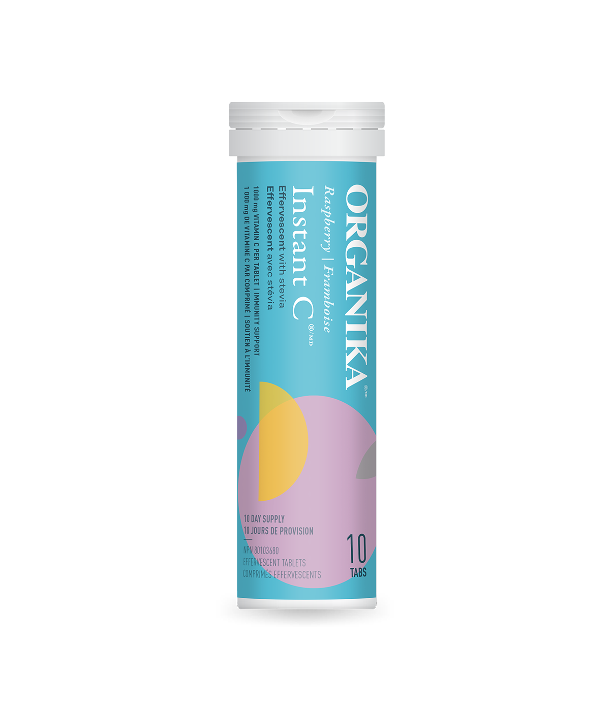 Organika Instant C Effervescent Raspberry 1000mg, 10 tablet tube