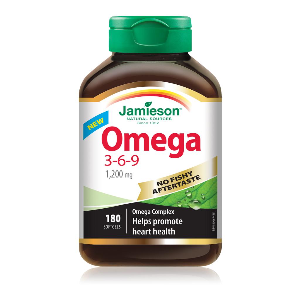 Jamieson Omega 3-6-9 1200 mg 180 softgels 健美生 photo of bottle 